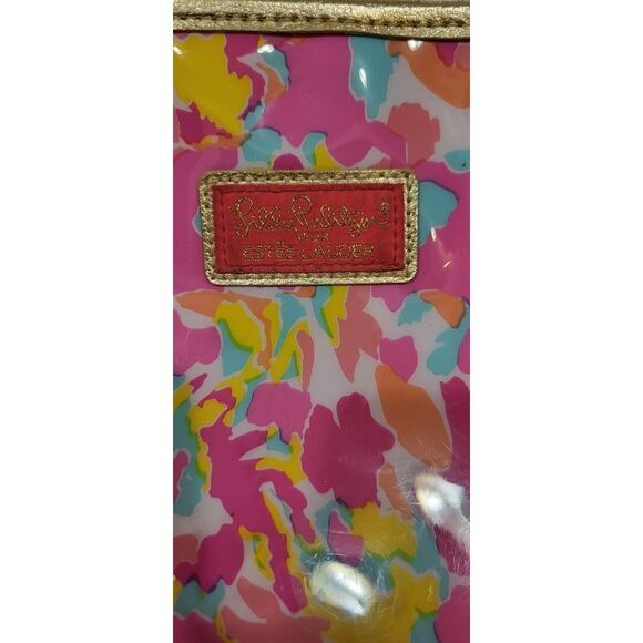 Lilly Pulitzer For Estee Lauder Floral Plastic Makeup Bag Pink Fabric Inside‎ - Picture 2 of 7
